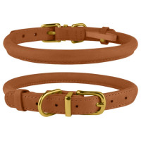 Ошейник для собак круглый кожаный BronzeDog Crazy, тауни