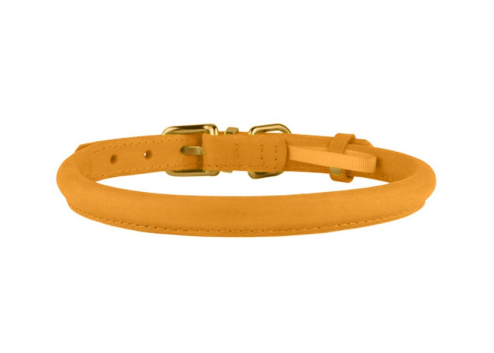 Нашийник для собак круглий шкіряний BronzeDog Crazy, золотий