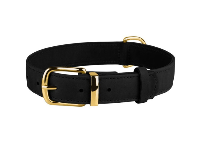 Нашийник для собак шкіряний BronzeDog Crazy, чорний