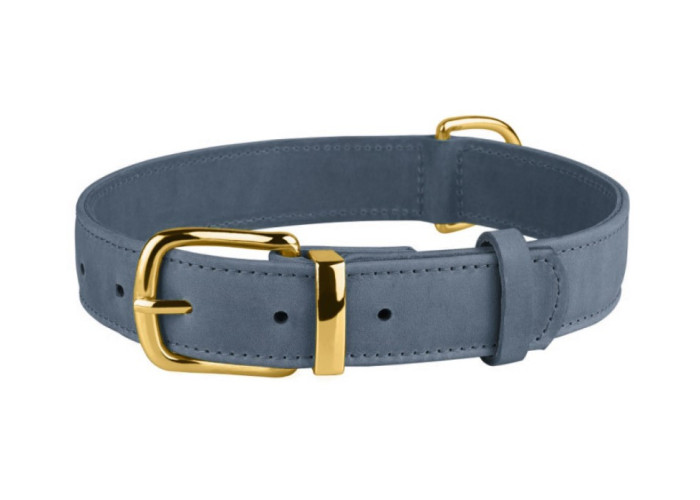 Нашийник для собак шкіряний BronzeDog Crazy, денім