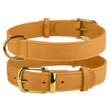 Ошейник для собак кожаный BronzeDog Crazy, золотой