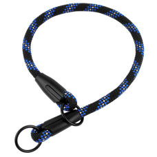 Ошейник-удавка для собак BronzeDog Active из альпинистского шнура со светоотражающей лентой, черно-синий