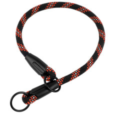 Ошейник-удавка для собак BronzeDog Active из альпинистского шнура со светоотражающей лентой, черно-оранжевый