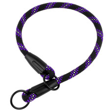 Ошейник-удавка для собак BronzeDog Active из альпинистского шнура со светоотражающей лентой, черно-фиолетовый