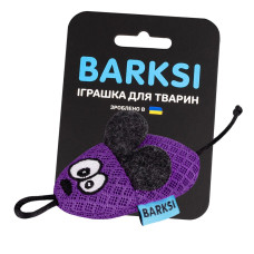 Игрушка для котов Barksi Мышка с колокольчиком и перьям, фиолетовая
