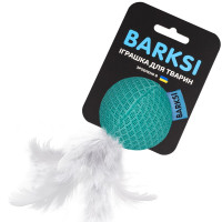 Іграшка для котів Barksi М'яч із дзвіночком і пір'ям, ментоловий