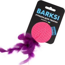 Игрушка для котов Barksi Мяч с колокольчиком и перьям, розовый