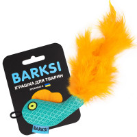 Игрушка для котов Barksi Рыбка с колокольчиком и перьям, ментоловая