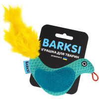 Игрушка для котов Barksi Птичка с колокольчиком и перьям, ментоловая