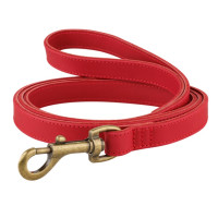Поводок для собак кожаный BronzeDog Crazy, длина 153 см, красный