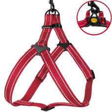 Шлея для собак BronzeDog Active нейлоновая со светоотражающей лентой, красная