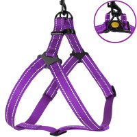 Шлея для собак BronzeDog Active нейлоновая со светоотражающей лентой, фиолетовая