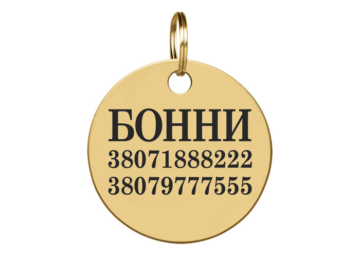 Адресник для собак BronzeDog Позолота Круглый
