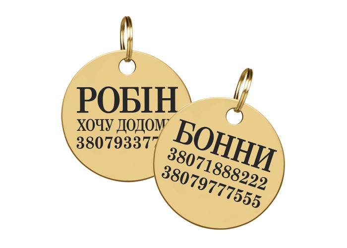 Адресник для собак BronzeDog Позолота Круглый