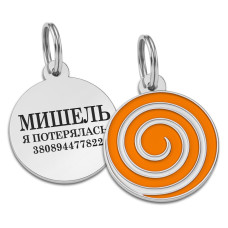 Адресник для собак BronzeDog эмалированный Леденец, оранжевый