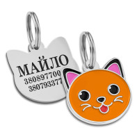 Адресник для котов BronzeDog эмалированный Котик, оранжевый
