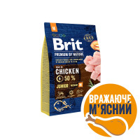 Сухий корм Brit Premium Junior M для цуценят та юніорів середніх порід, з куркою, 3 кг