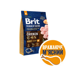 Сухой корм Brit Premium Adult M для взрослых собак средних пород, с курицей, 3 кг