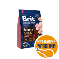 Сухой корм Brit Premium Junior L для щенков и юниоров крупных пород, с курицей, 3 кг