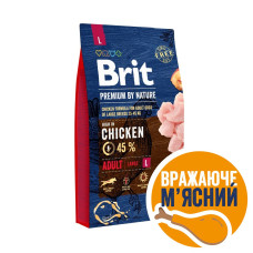 Сухой корм Brit Premium Adult L для взрослых собак крупных пород, с курицей, 8 кг