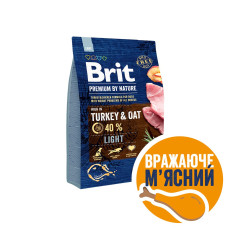 Сухой корм Brit Premium Light для собак с лишним весом, с индейкой, 3 кг