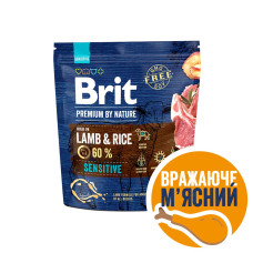 Сухой корм Brit Premium Sensitive Lamb для собак с чувствительным пищеварением, с ягненком, 1 кг