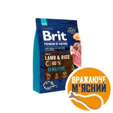 Сухой корм Brit Premium Sensitive Lamb для собак с чувствительным пищеварением, с ягненком, 3 кг