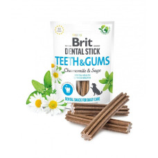 Лакомство для собак Brit Dental Stick Teeth and Gums для поддержания здоровья зубов и десен у собак – с ромашкой и шалфеем, 7 шт, 251 г