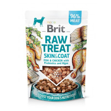 Лакомство для собак Brit Dog Raw Treat Freeze-dried Skin and Coat для здоровья кожи и шерсти у собак – с рыбой и курицей, 40 г