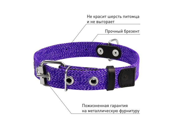 Ошейник х/б тесьма "CoLLaR", фиолетовый