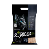 Растительный наполнитель SUPERCAT Биобентонит комкующийся для кошачьих туалетов, 2.5 кг