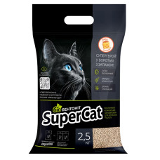 Растительный наполнитель SUPERCAT Биобентонит комкующийся для кошачьих туалетов, 2.5 кг