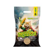 Кукурудзяний наповнювач SUPERCAT, що комкується для котячих туалетів, 2.5 кг