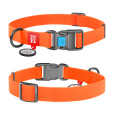 Ошейник для собак водостойкий WAUDOG Waterproof c QR-паспортом, пластиковая пряжка-фастекс, оранжевый