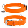 Ошейник для собак кожаный WAUDOG Glamour с QR паспортом, без украшений, оранжевый