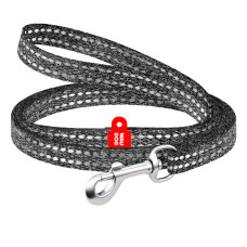 Поводок для котов и мелких пород собак из восстановленного хлопка WAUDOG Re-cotton светоотражающий, длина 2 м, серый