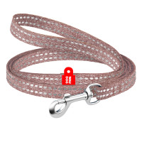 Поводок для котов и мелких пород собак из восстановленного хлопка WAUDOG Re-cotton светоотражающий, длина 2 м, коричневый