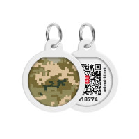 Адресник для собак и котов металлический WAUDOG Smart ID c QR паспортом "Милитари" круг