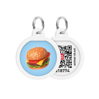 Адресник для собак и котов металлический WAUDOG Smart ID c QR паспортом "Гамбургер" круг