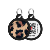 Адресник для собак та котів металевий WAUDOG Smart ID з QR паспортом "Леопард" коло