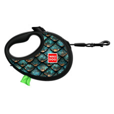 Повідець-рулетка для собак WAUDOG R-leash з контейнером для пакетів, світловідбиваюча стрічка, Луска