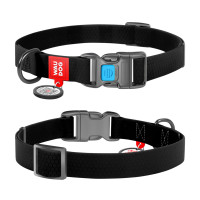 Ошейник для собак водостойкий WAUDOG Waterproof c QR-паспортом, пластиковая пряжка-фастекс, черный