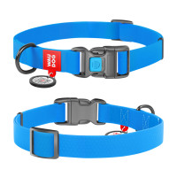 Нашийник для собак водостійкий WAUDOG Waterproof з QR-паспортом, пластикова пряжка-фастекс, блакитний