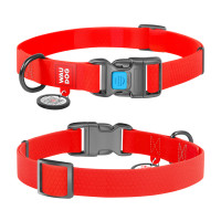 Нашийник для собак водостійкий WAUDOG Waterproof з QR-паспортом, пластикова пряжка-фастекс, червоний
