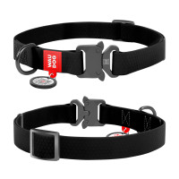Ошейник для собак водостойкий WAUDOG Waterproof c QR-паспортом, металлическая пряжка-фастекс, черный