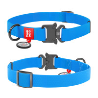 Нашийник для собак водостійкий WAUDOG Waterproof з QR-паспортом, металева пряжка-фастекс, блакитний