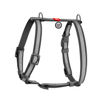 Шлея для собак водостойкая анатомическая Н-образная WAUDOG Waterproof с QR-паспортом, светоотражающая, пластиковая пряжка-фастекс, серый