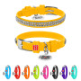 Ошейник для собак кожаный WAUDOG Glamour с QR паспортом, с украшением "Полотно стразы", желтый