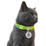 Нашийник для котів нейлоновий WAUCAT Nylon Recycled з QR адресником, градієнт, безпечна застібка, салатовий