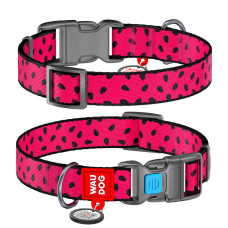 Ошейник для собак нейлоновый WAUDOG Nylon c QR паспортом "Арбуз", пластиковый фастекс